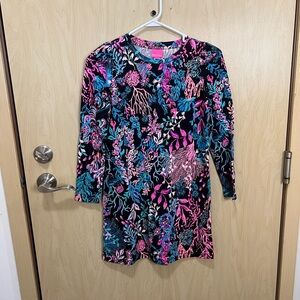 Lilly Pulitzer Girls Jansen Dress Onyx Twilight Coral